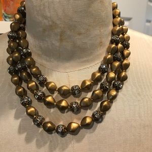 Vintage 3-tier necklace Bronze w/ Crystal detail.  Great color for Fall 🍁